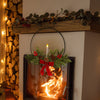 Christmas Black Metal Wreath Holder With LED Taper Candle