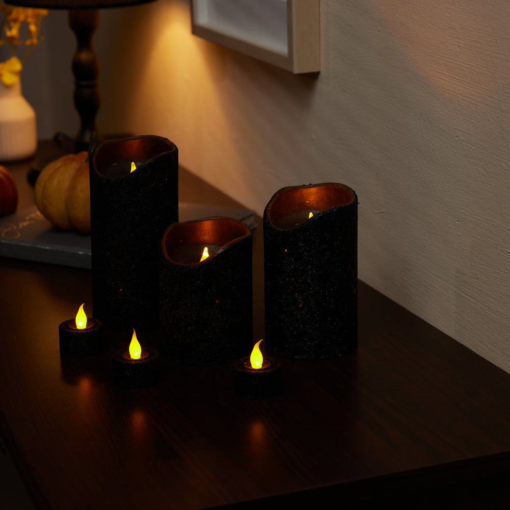 
                      
                        Black Glittery Real Wax LED Candles, 6 Pack
                      
                    