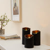 Black Glittery Real Wax LED Candles, 6 Pack