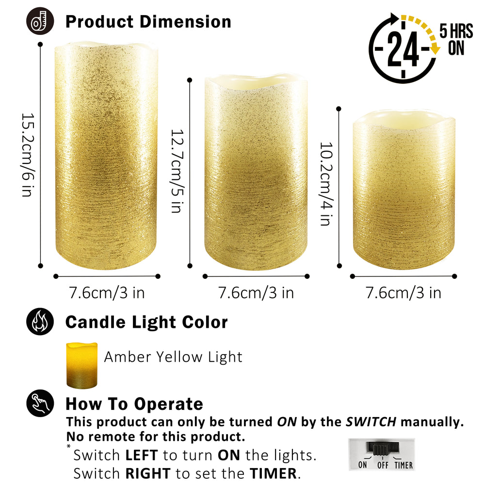 
                      
                        Sparkly Real Wax LED Candles, 3 Pack
                      
                    