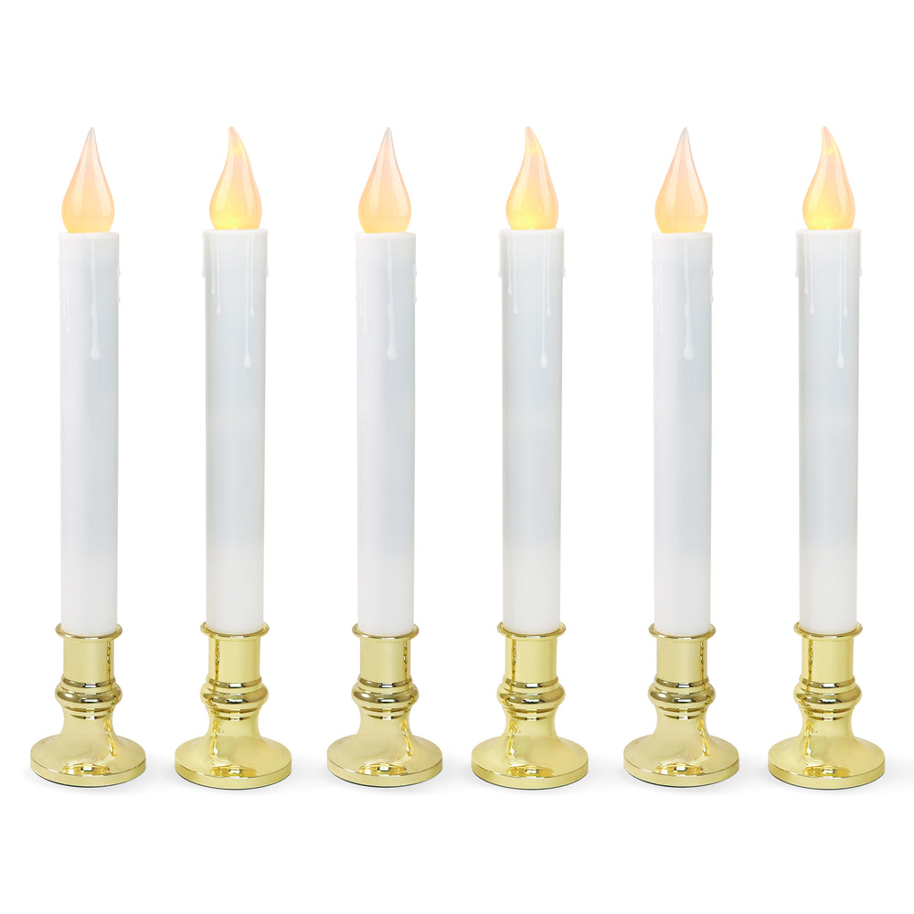 
                      
                        White taper with gold holders
                      
                    