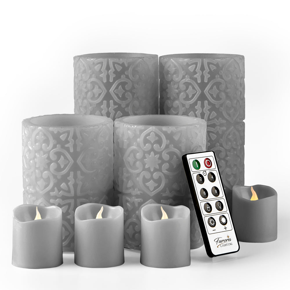 Black Glittery Real Wax LED Candles, 6 Pack - Furora LIGHTING Black Glittery Real Wax LED Candles, 6 Pack - Furora LIGHTING