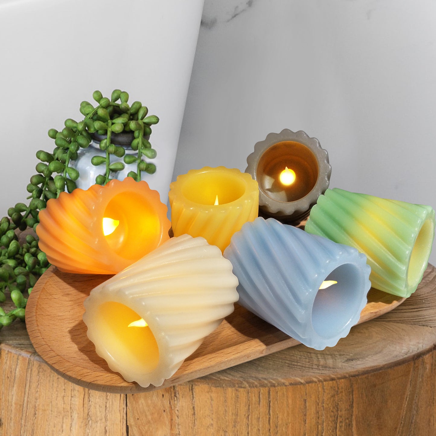 Real Wax LED Spiral Votive Candles