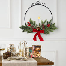  Christmas Black Metal Wreath Holder With LED Taper Candle