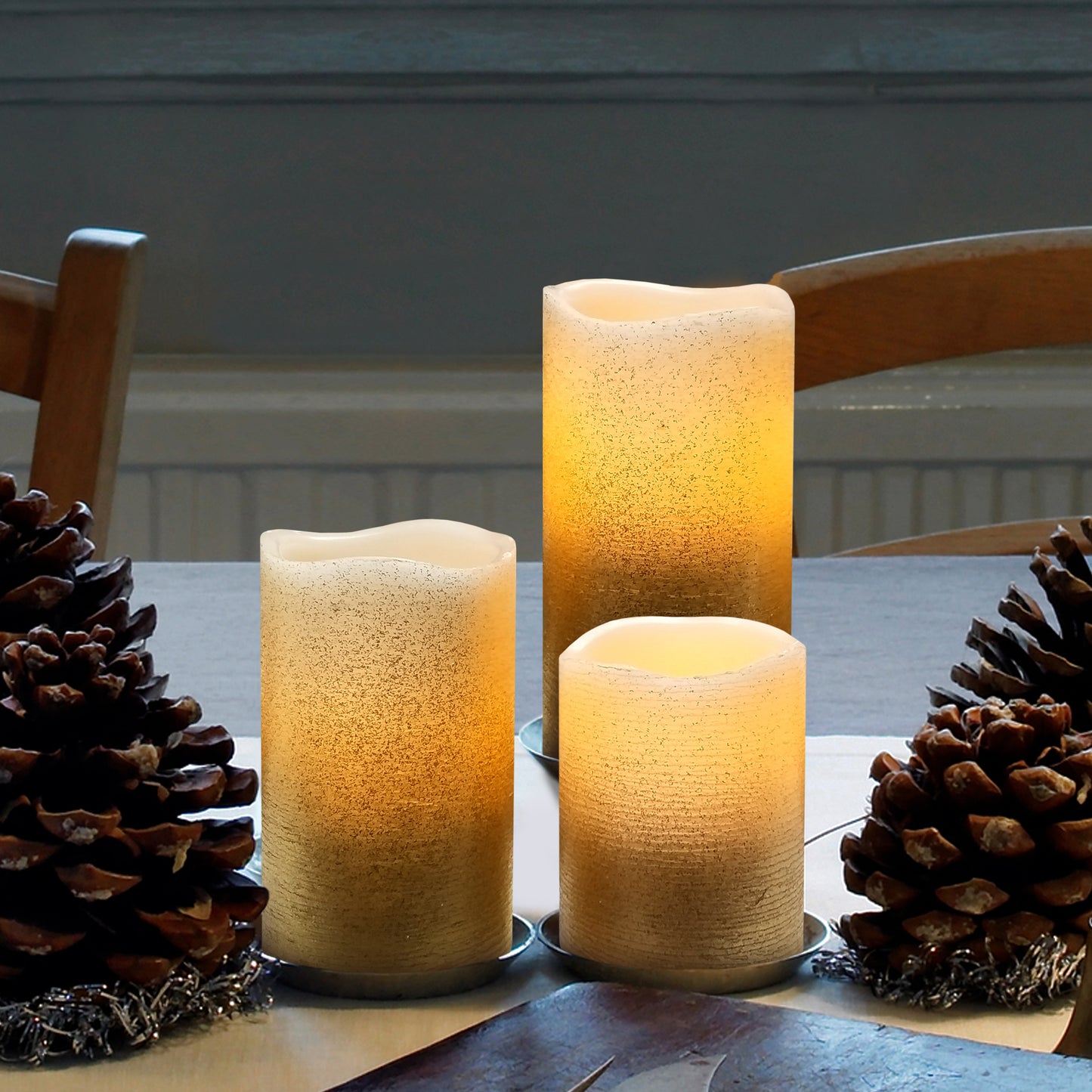 Sparkly Real Wax LED Candles, 3 Pack