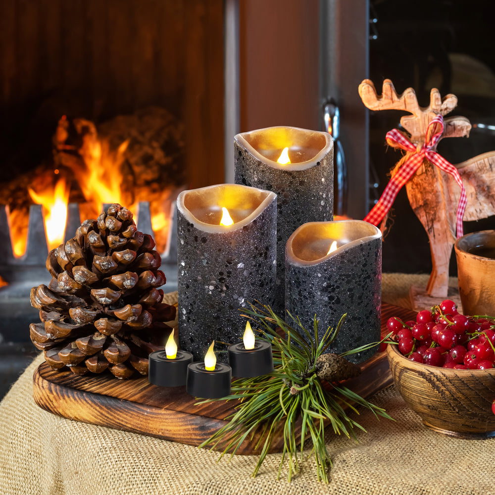 
                      
                        Black Glittery Real Wax LED Candles, 6 Pack
                      
                    